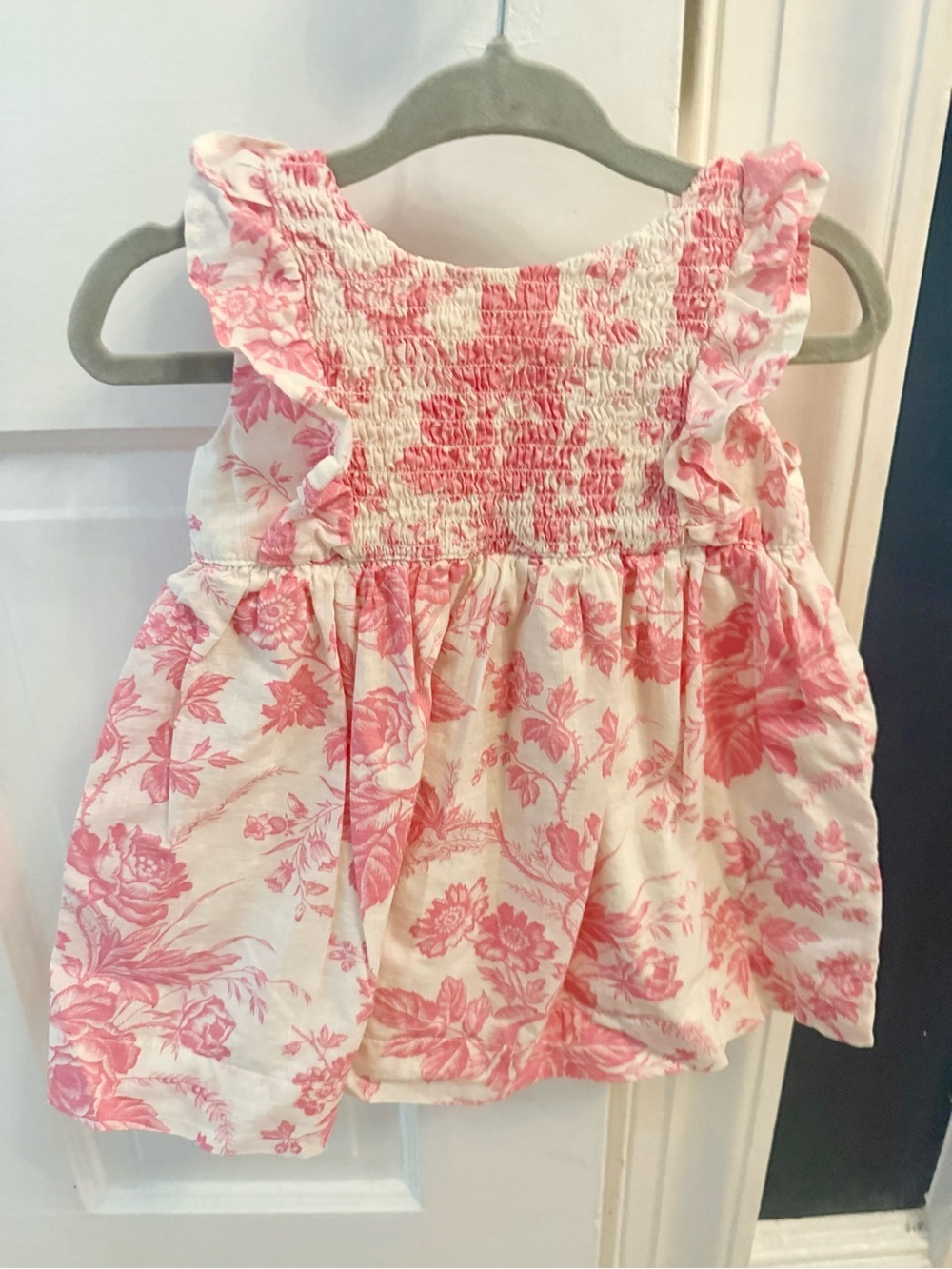 GAP Baby Pink Floral Toile Cotton Dress Size 12-18m
